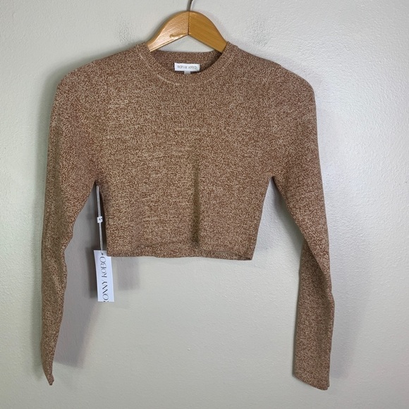 Ronny Kobo Liessa Marled Knit Crop Top in Biscotti, Size Small S - Picture 2 of 10